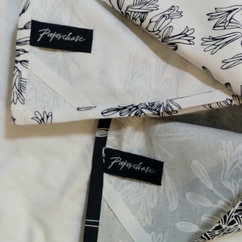 Floral Print Kitchen / Tea Towels in Black and White - Picture 2 of 5